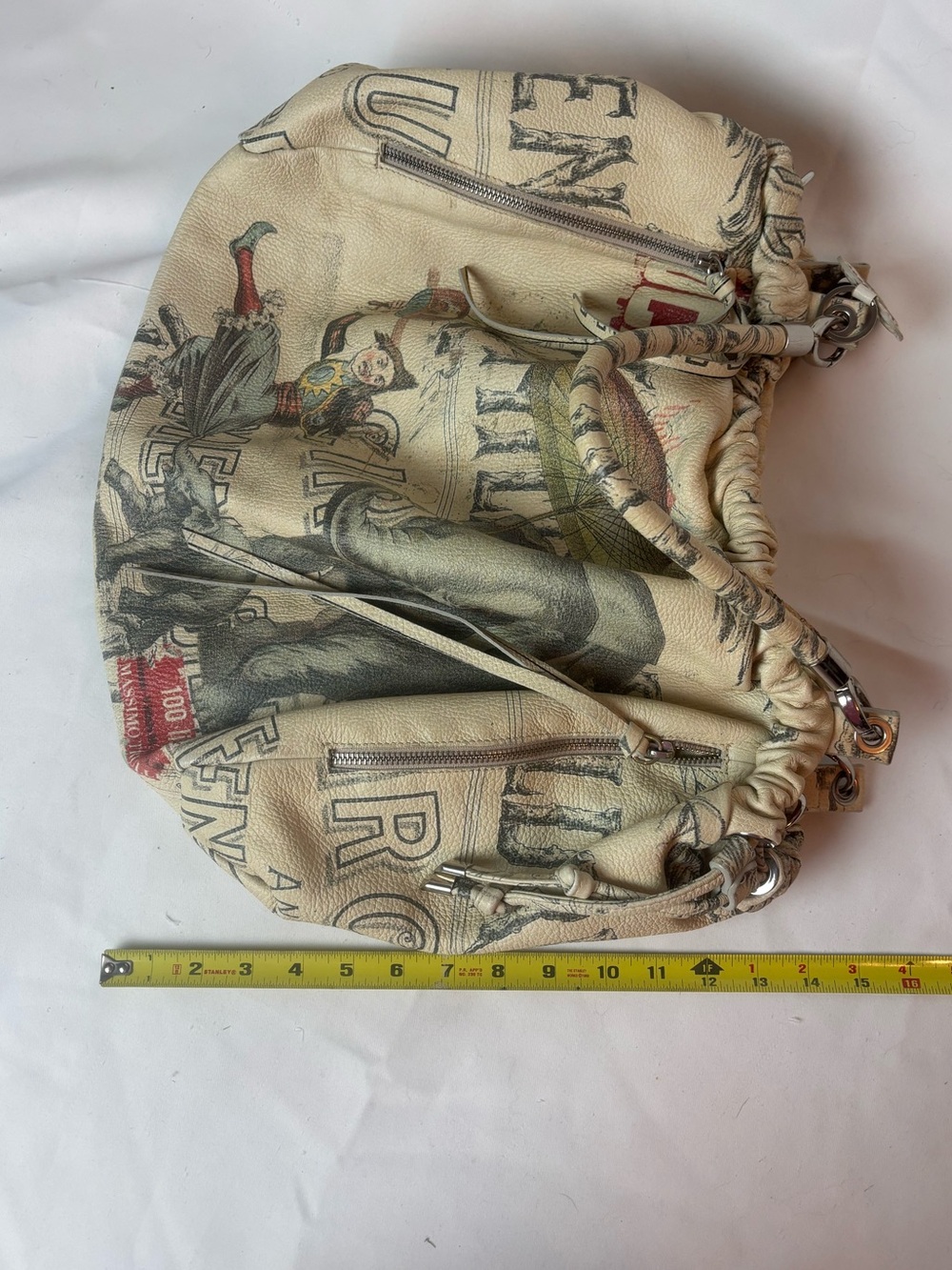 Massimo Trulli Circus Elephant Graphic Print Leather Shoulder Bag Limited Edit - Picture 11 of 11